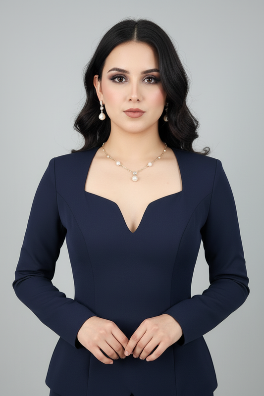 Traje Sastre Navy Sweetheart Peplum cod.565