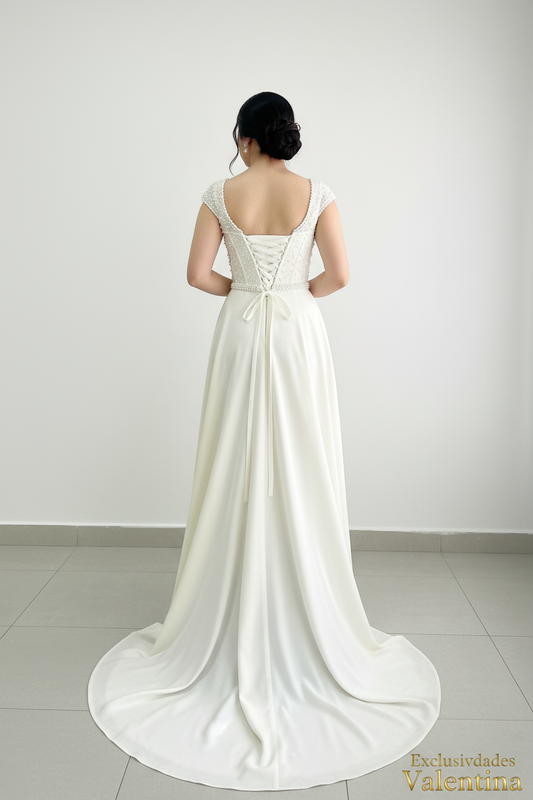Vestido Blanco · Corset de Perlas cod.V257