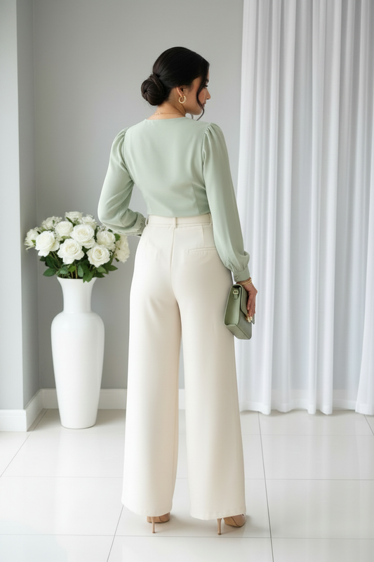 Blusa Verde Salvia con Botones Dorados cod.B543