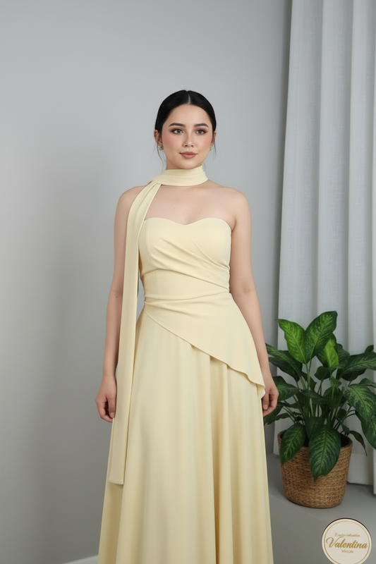 Vestido Midi Amarillo Pastel Halter cod.00124