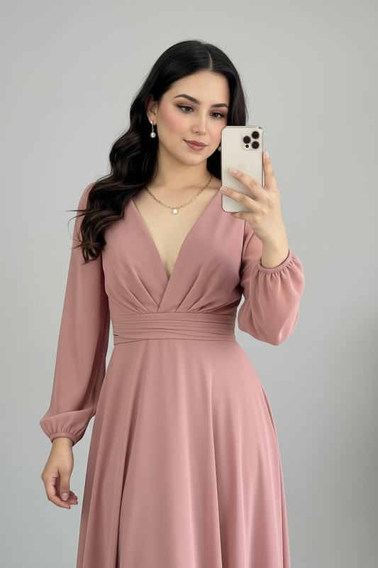 Vestido Rosa Palo Romántico cod.587