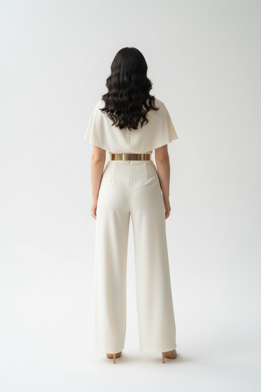 Enterizo Elegante Marfil con Capa - Sofisticado cod.319