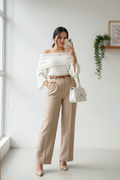 Pantalón formal Palazzo corte recto beige cod.11128