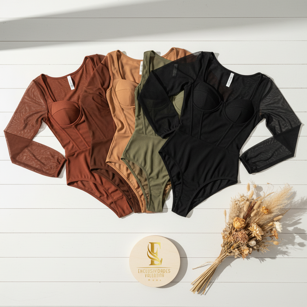 Blusa con mangas de malla en colores tierra