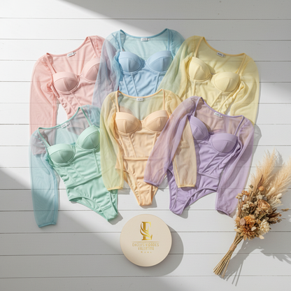 Blusa con mangas de malla en tonos pasteles