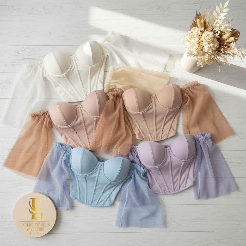 Blusas corset con mangas del mismo color