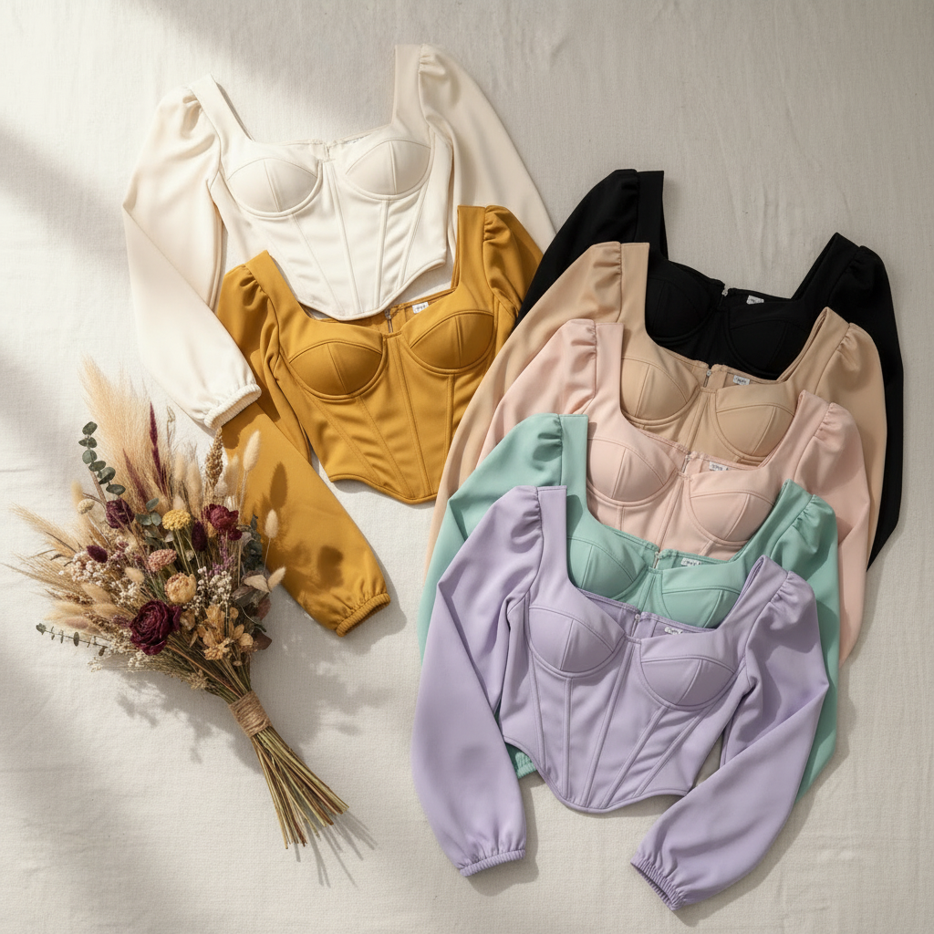 Blusas corset con mangas en colores variados