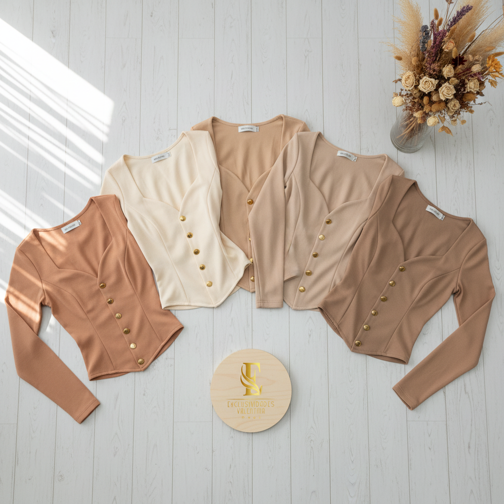 Blusas en colores neutros con logo