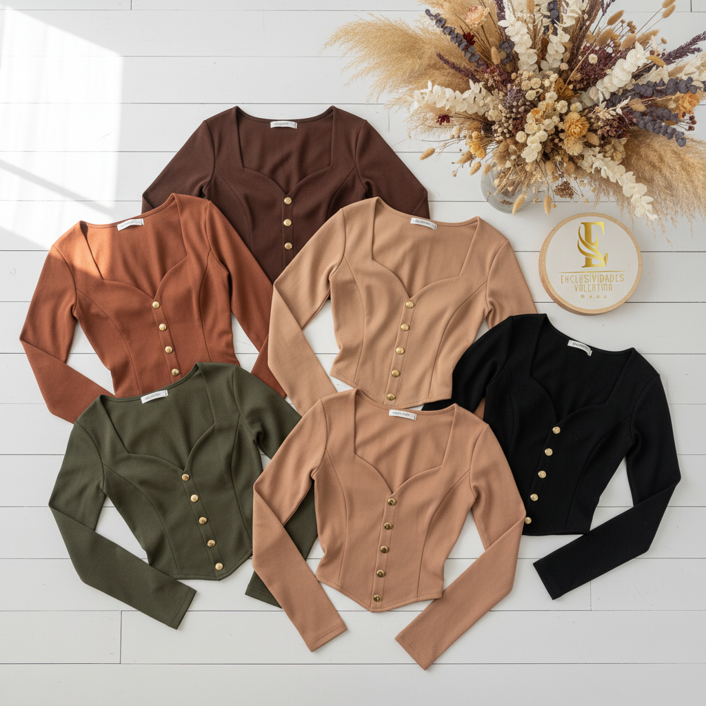 Blusas en colores tierra con negro