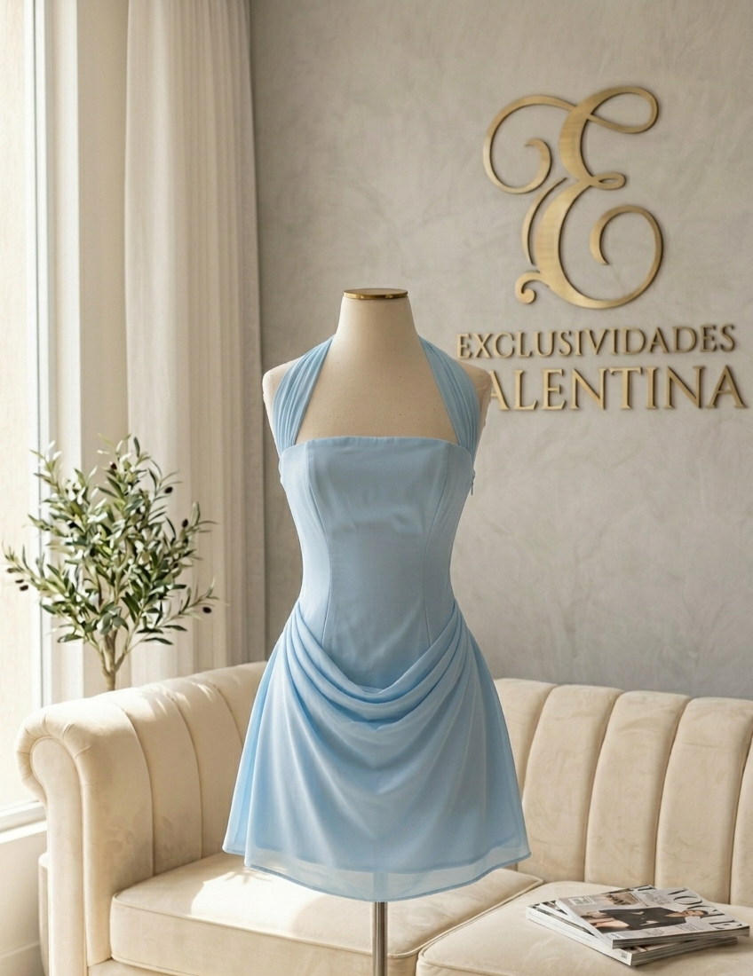 Vestido Corto Halter Corset Drapeado cod.V563