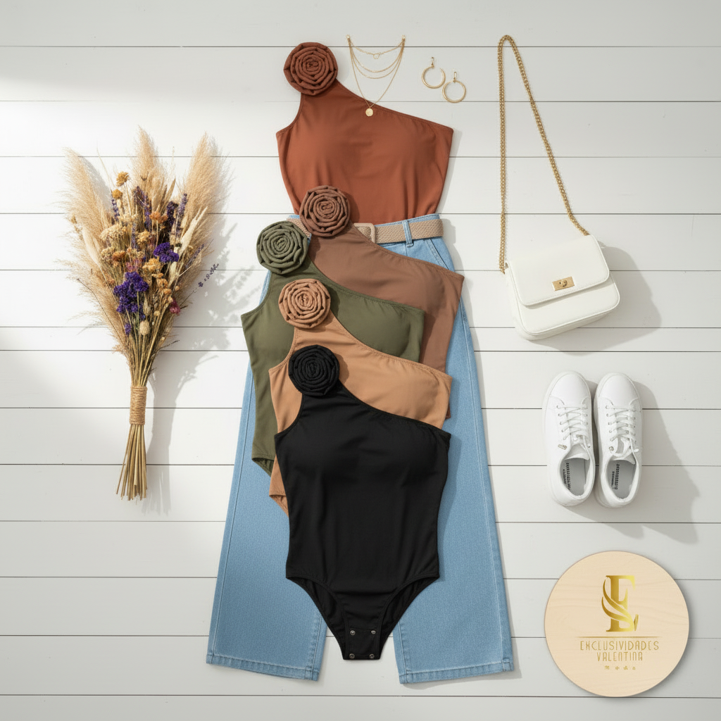 Body en colores tierra con outfit completo