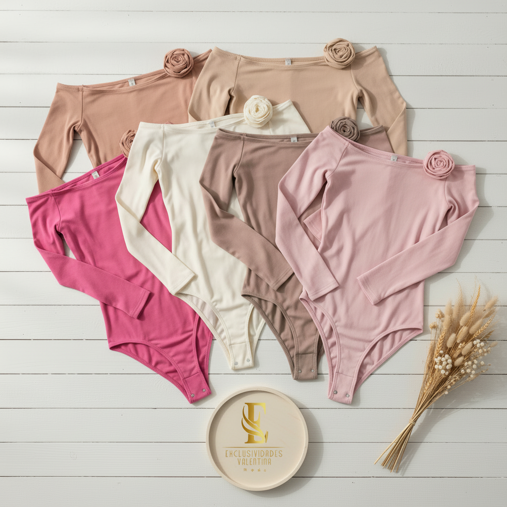 Bodys en tonos rosa con logo Exclusividades Valentina