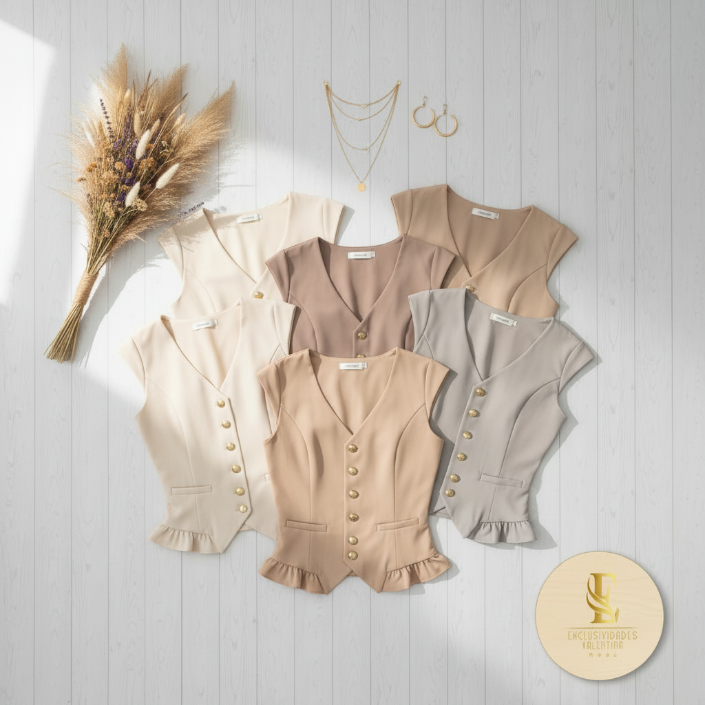 Chaleco peplum con manga corta neutros
