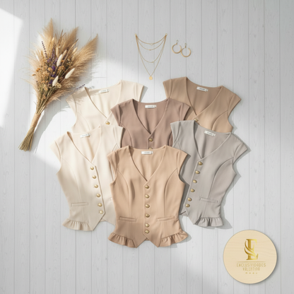 Chaleco peplum con manga corta neutros