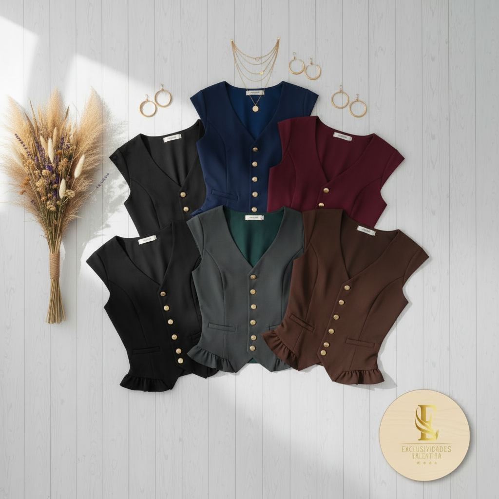 Chaleco peplum con manga oscuros
