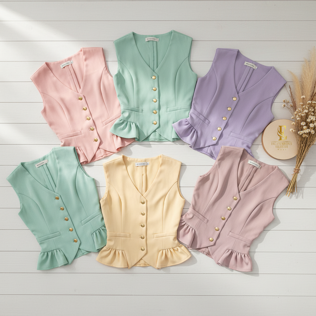 Chaleco peplum en colores pasteles