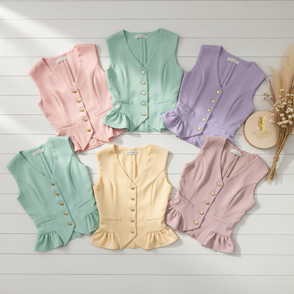 Chaleco peplum en colores pasteles