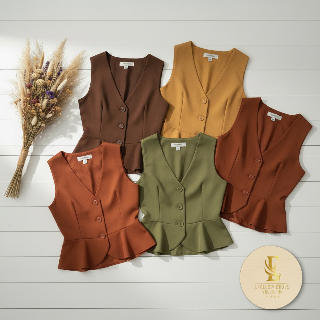 Chaleco peplum en colores tierra