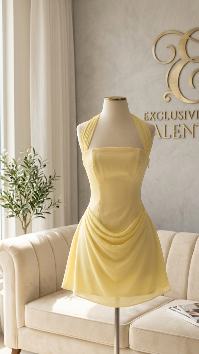 Vestido Corto Halter Corset Drapeado cod.V563
