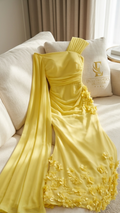 Vestido Amarillo Sirena Off-Shoulder Flores 3D Cape Manga cod.V561
