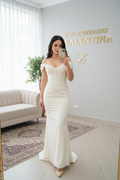 Vestido Blanco Off-Shoulder Sirena Gala cod.V580