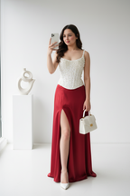 Outfits corset de perlitas más falda larga en Ceda cod.11138