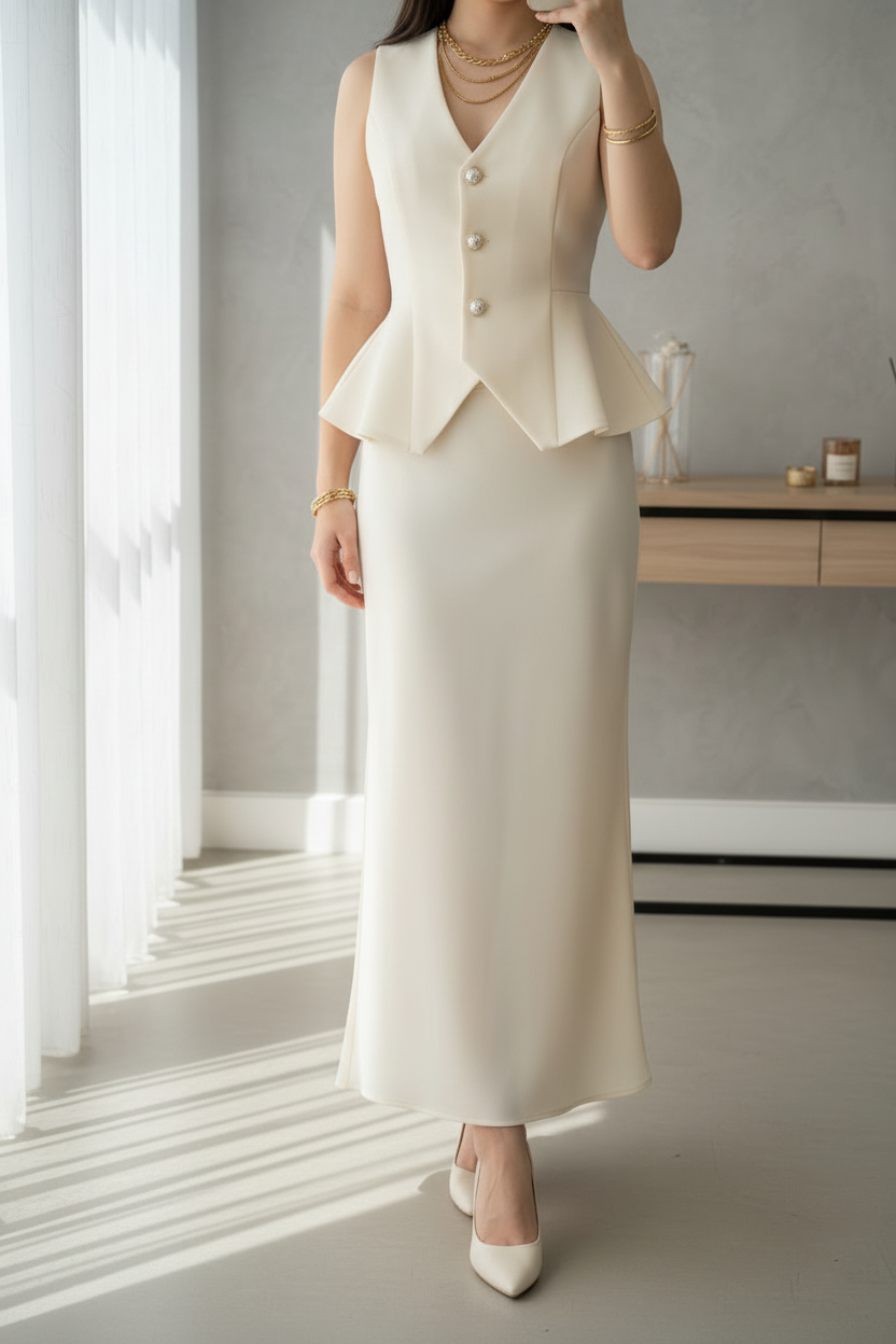 Falda blanca midi