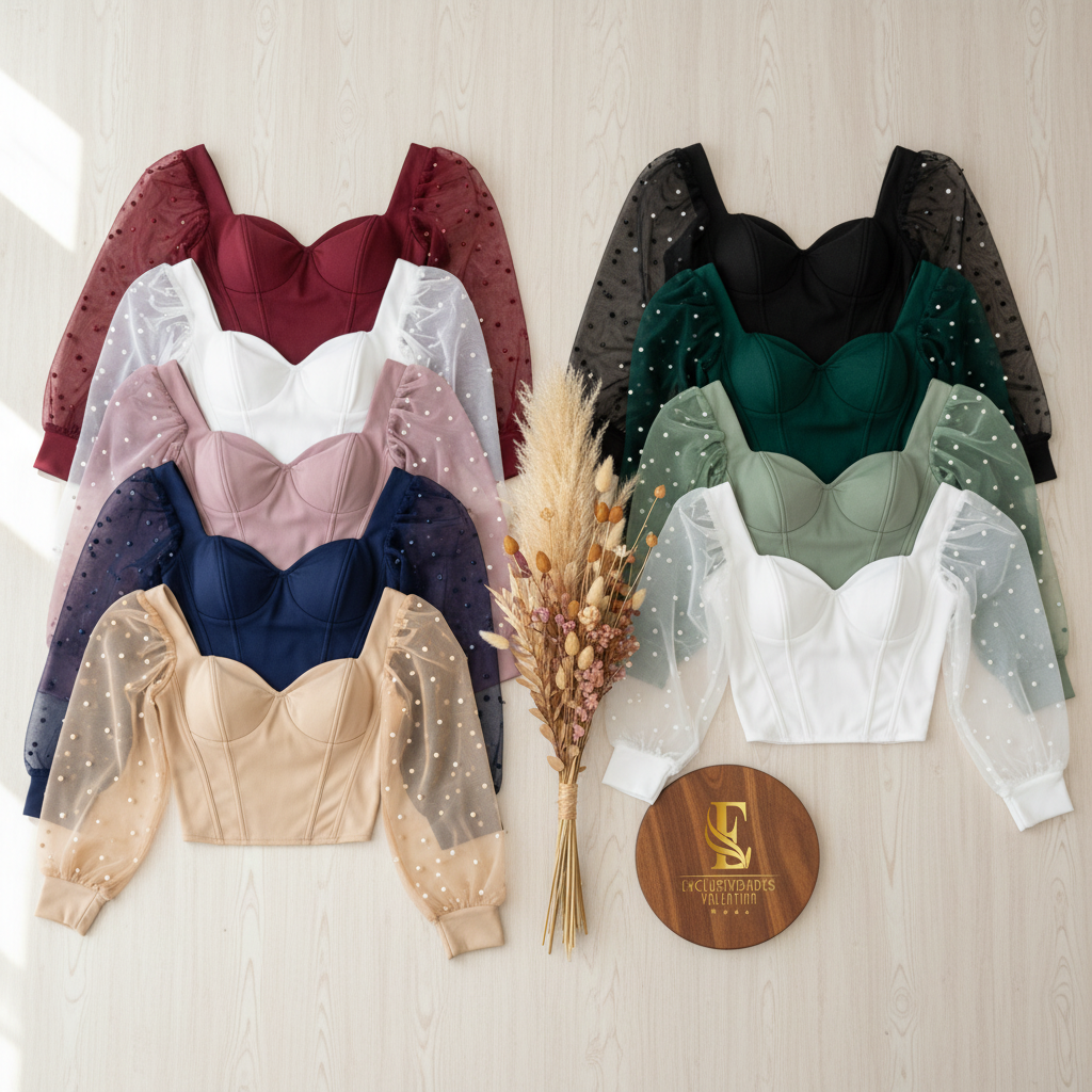 Flat lay blusita mangas perlas multicolor