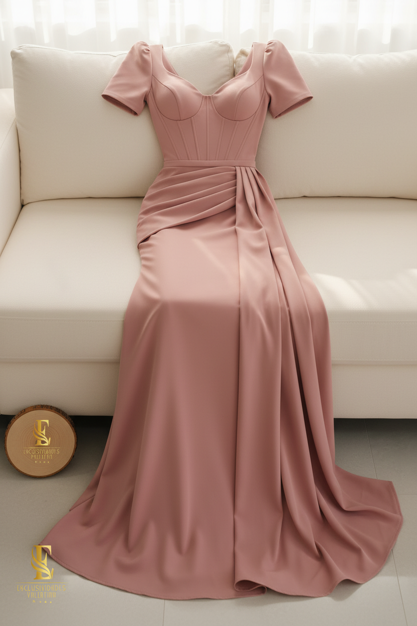 Flat lay completo vestido rosa palo