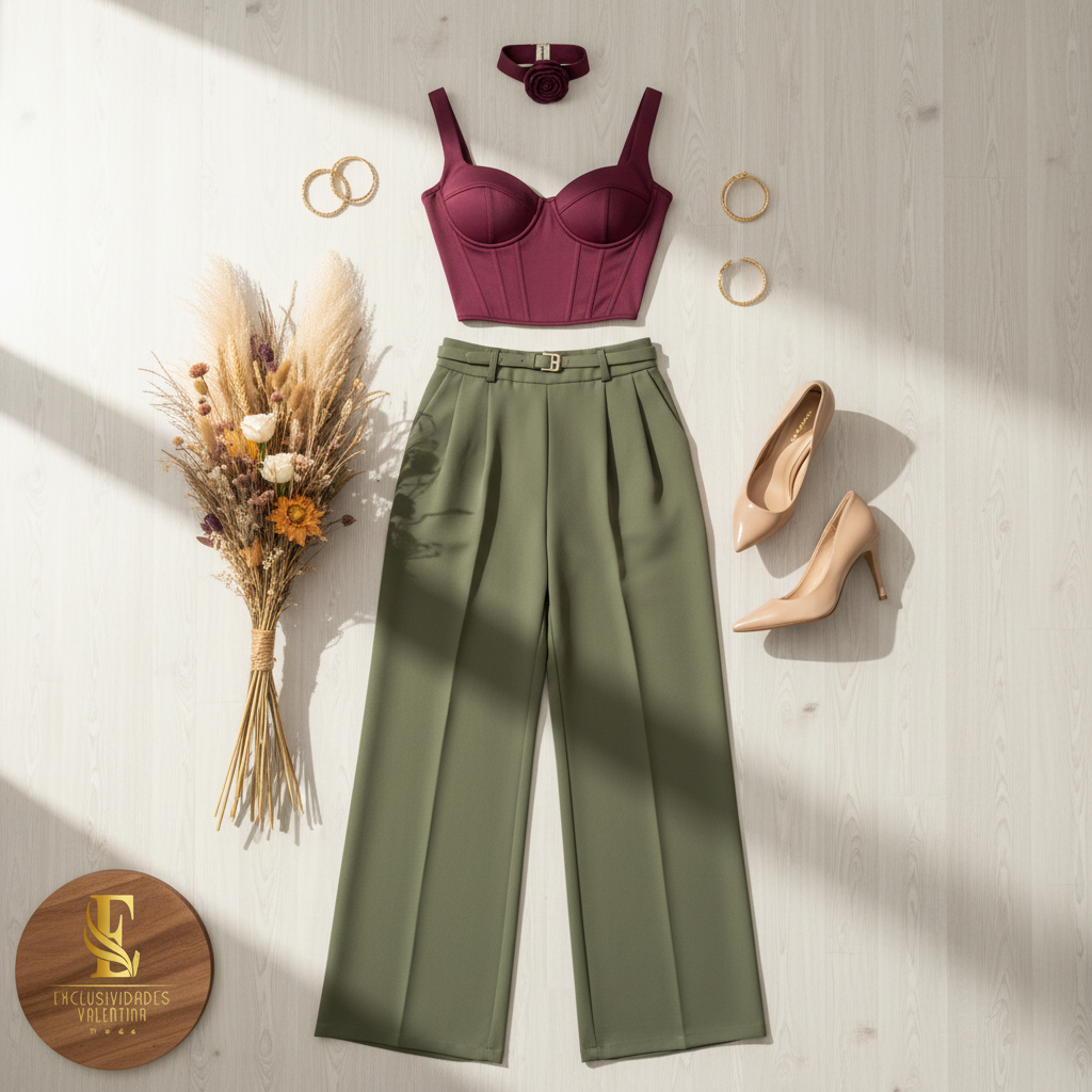 Flat lay outfit con cinturón delgado