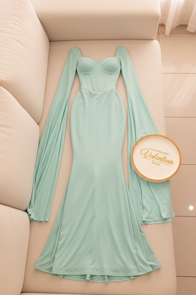Flat lay vestido menta campana