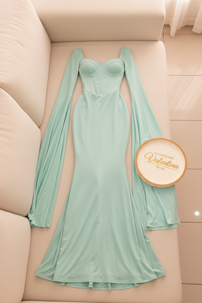 Flat lay vestido menta campana