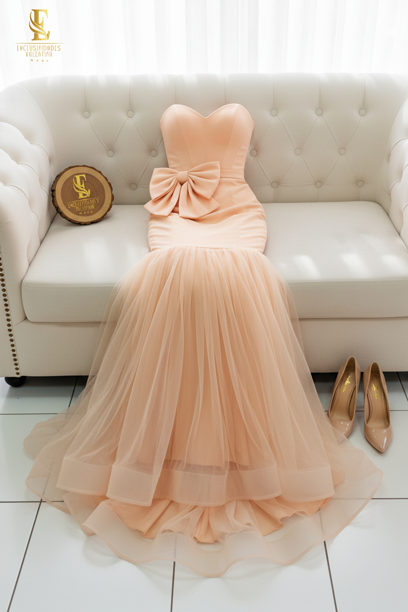 Flat lay vestido peach sin modelo