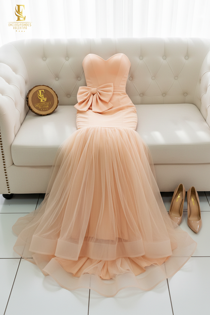 Flat lay vestido peach sin modelo
