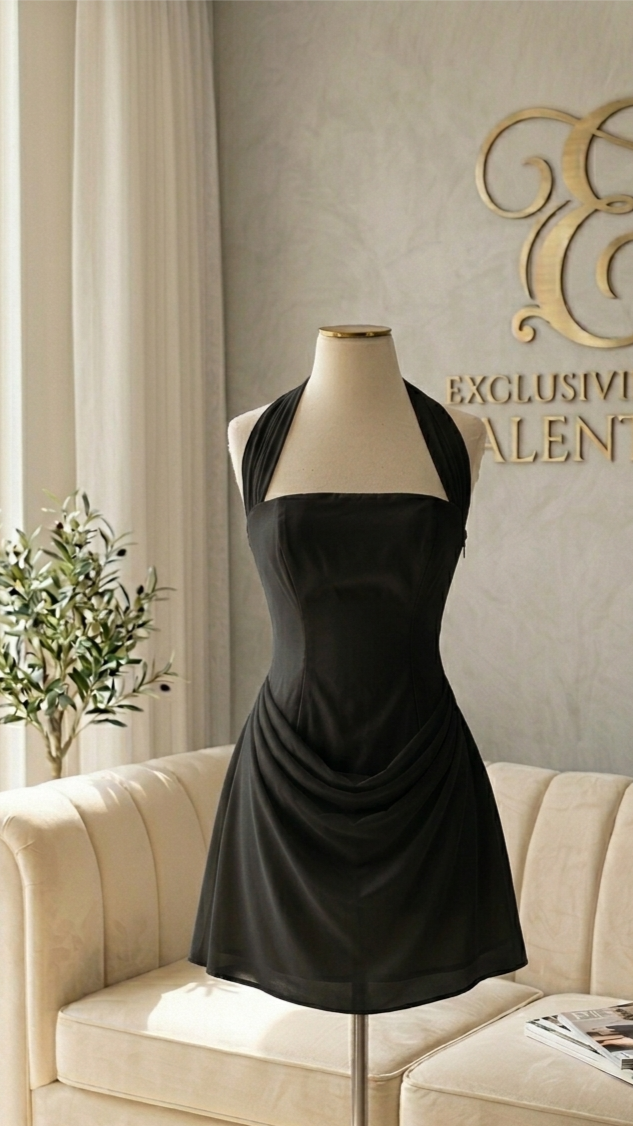 Vestido Corto Halter Corset Drapeado cod.V563