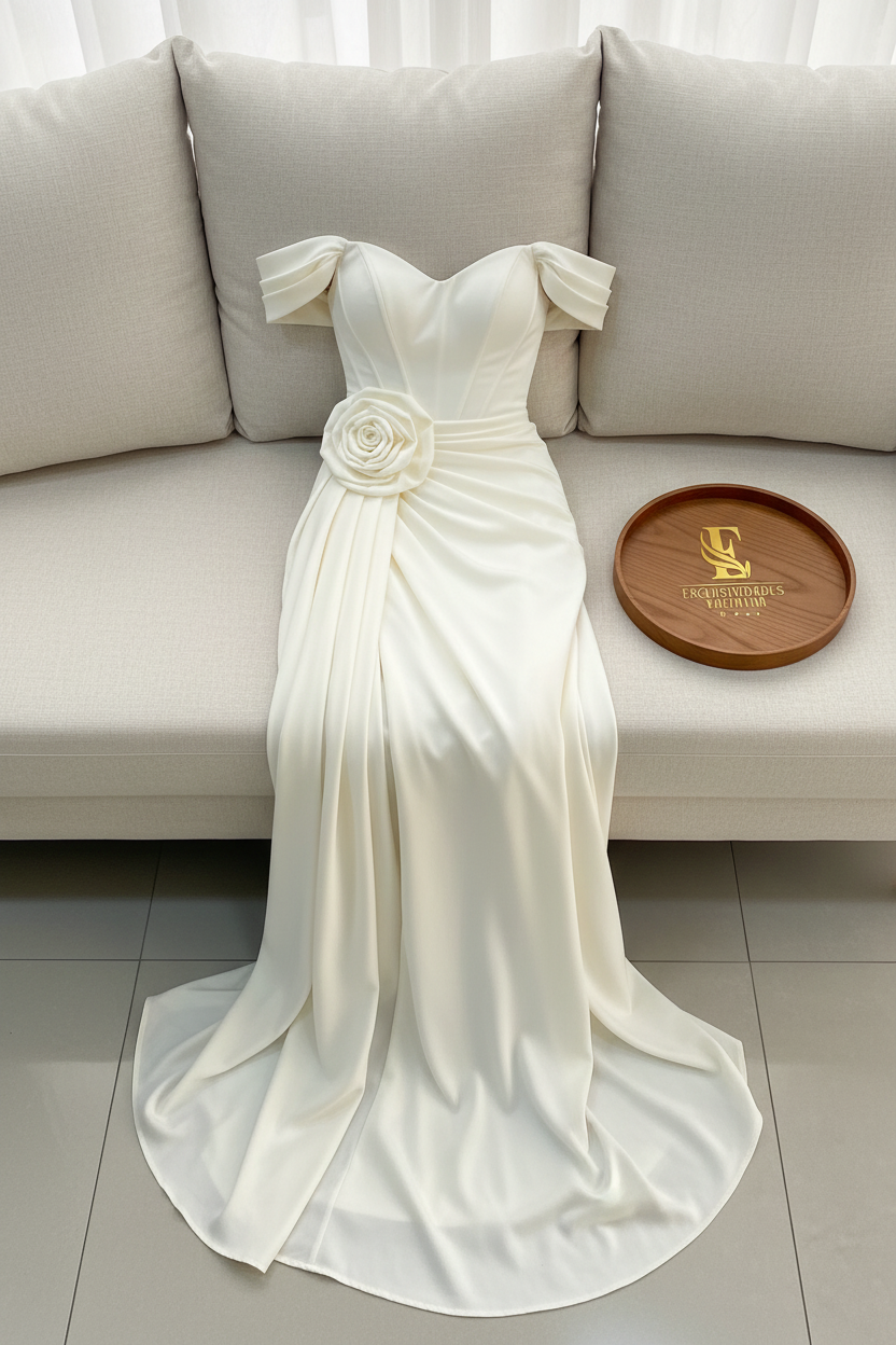 Vestido Ivory Off-Shoulder Rosa cod.002