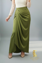 Falda Drapeada Verde Olivo |F-001