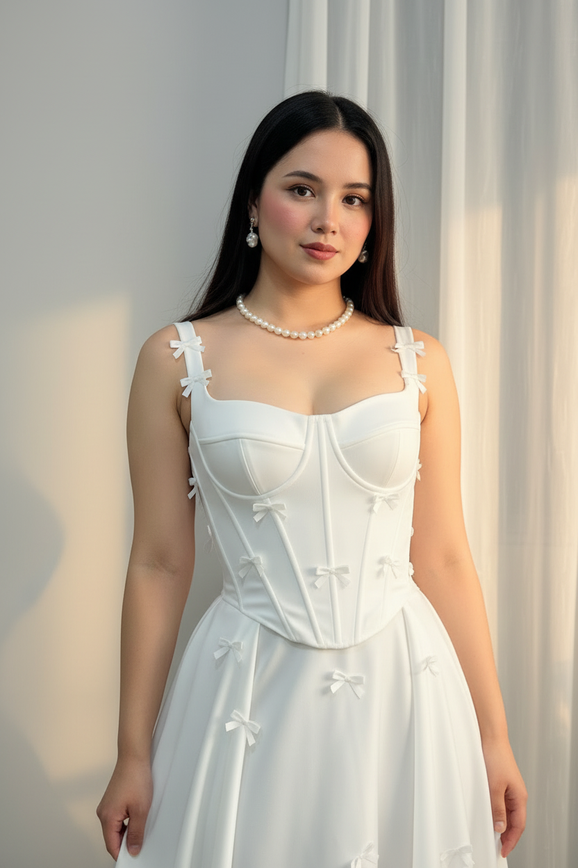 Vestido Blanco de lacitos Corsét exclusivos cod.995