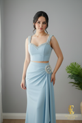 Conjunto Dos Piezas Azul Cielo con Perlas cod. C235