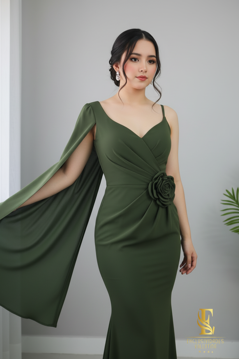 Vestido Olive Sirena Cape Rose  cod.V223