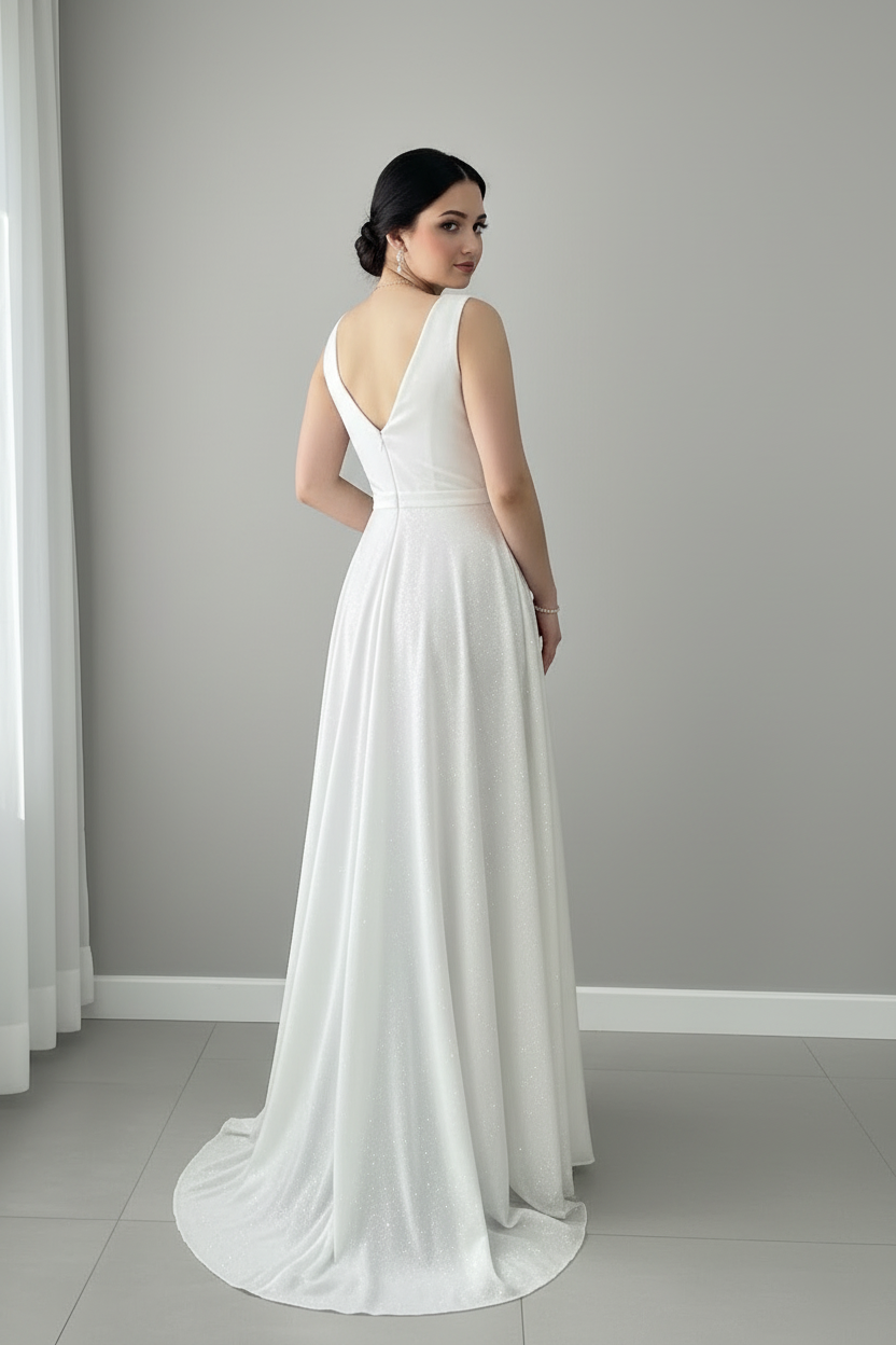 Vestido Blanco Flor Línea A cod.907