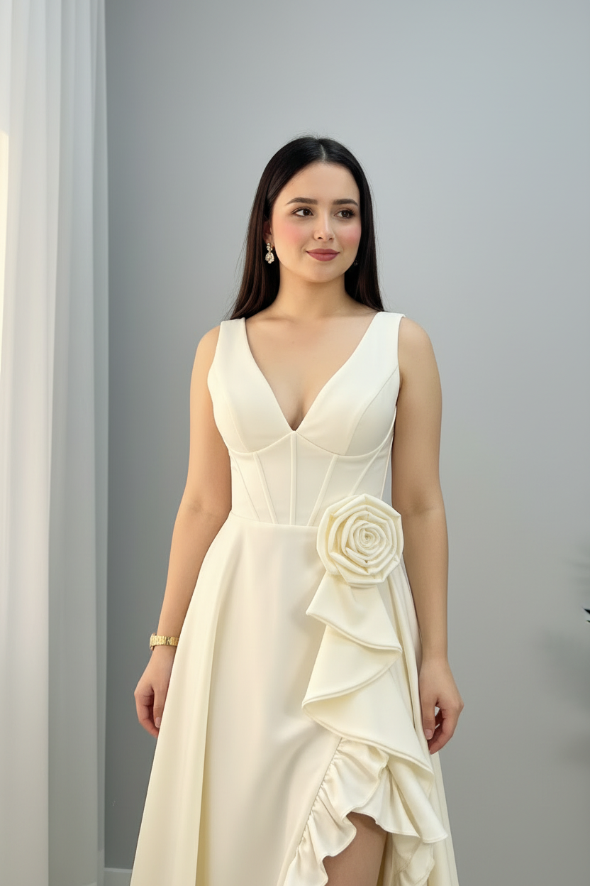 Vestido Ivory Rosa Satén cod.991