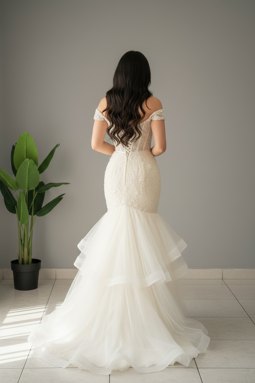 Vestido Novia Corset Perlas cod.615