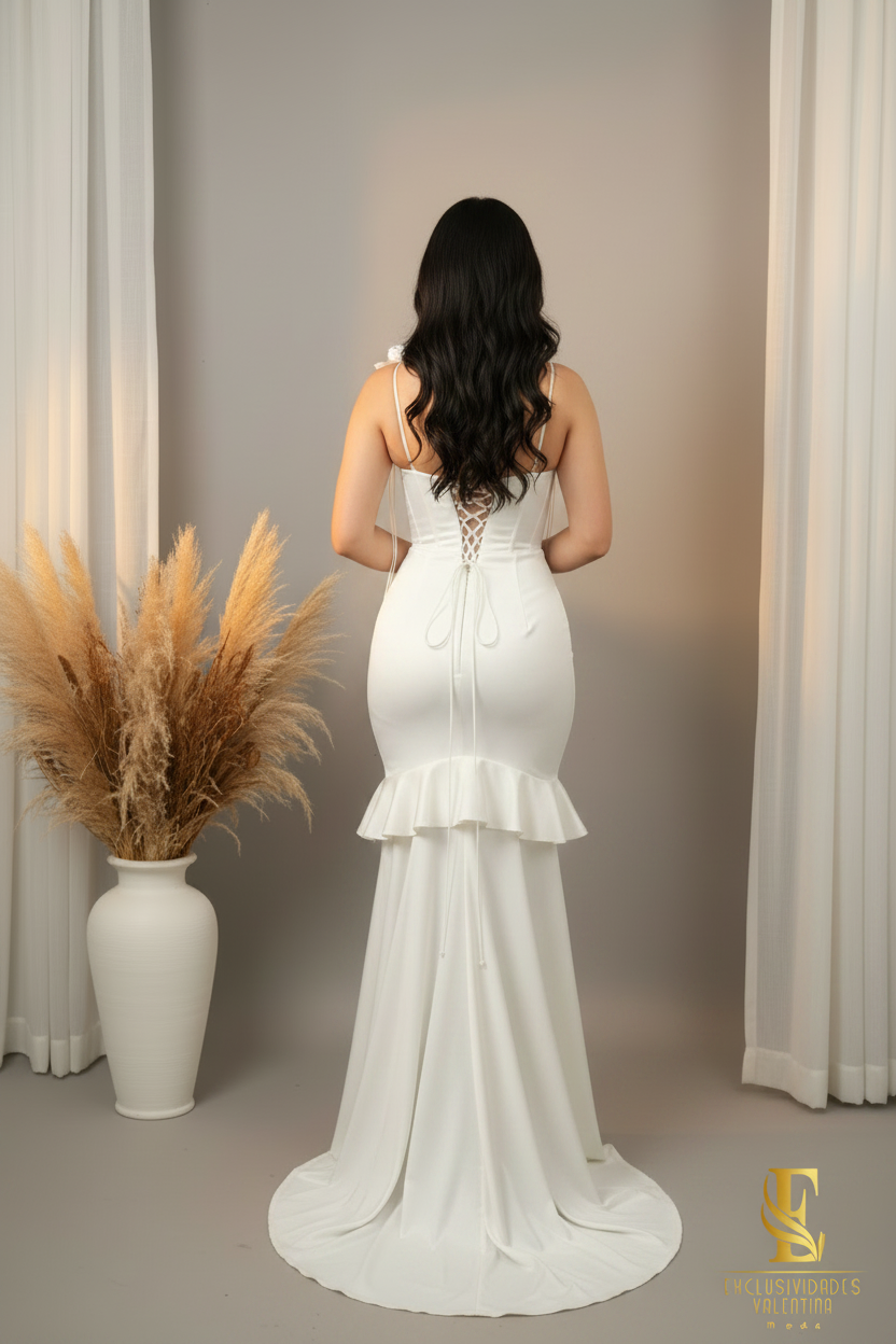 Vestido Blanc Volante cod.0V201