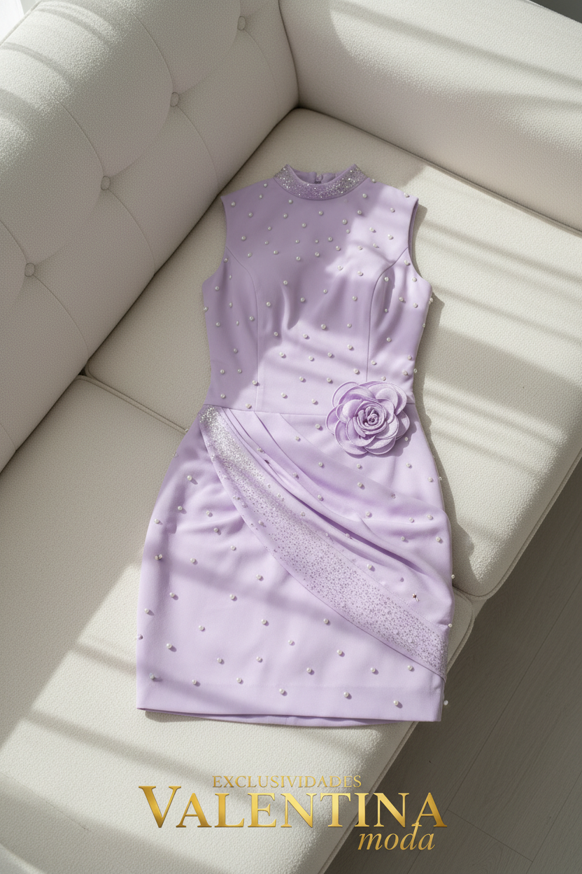 Vestido Lila Perlas cod.V721