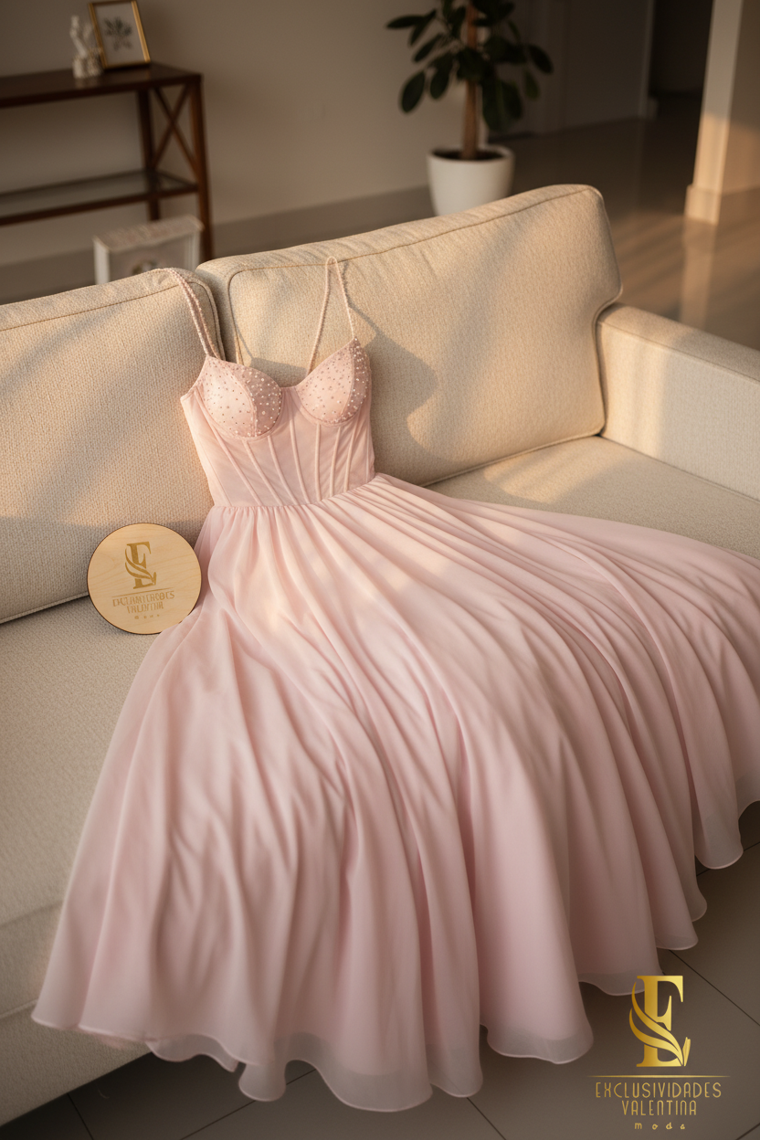 Vestido Rosa Tul Corsé cod.0084