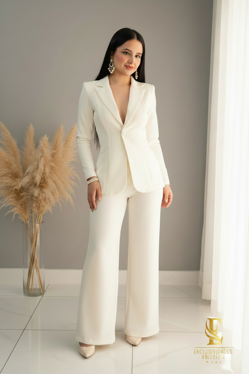 Conjunto Blanc Power Suit Blazer & Palazzo cod.C227