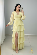 Vestido Amarillo Volantes cod.V324
