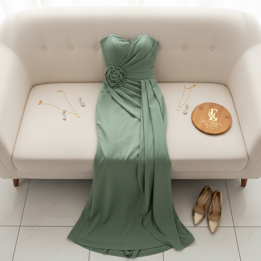 Vestido Verde Salvia Rosa D cod.593