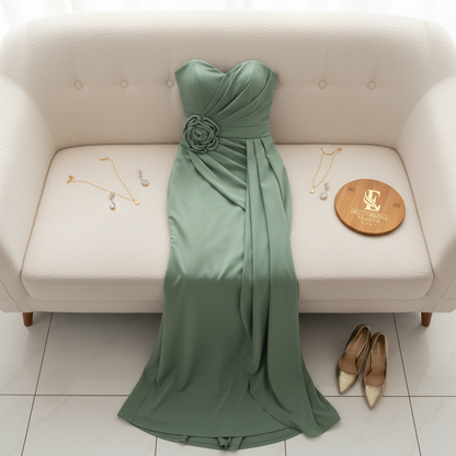 Vestido Verde Salvia Rosa D cod.593